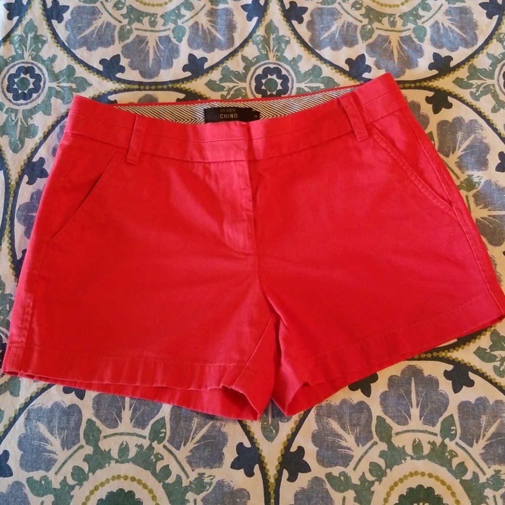 J Crew Red/Orange 3" Chino Shorts